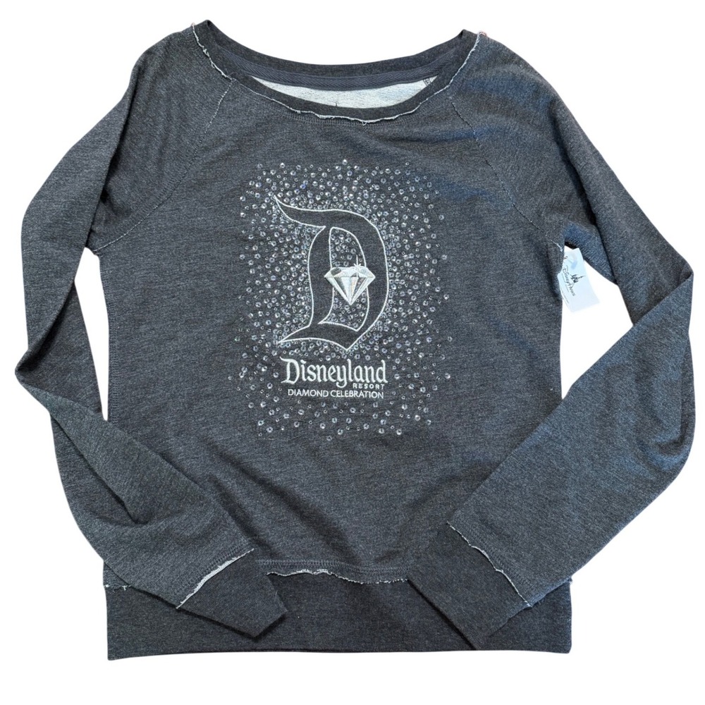 Disneyland Diamond Celebration Rhinestone‎ Sweatshirt XS Gray DP Pullover NWT